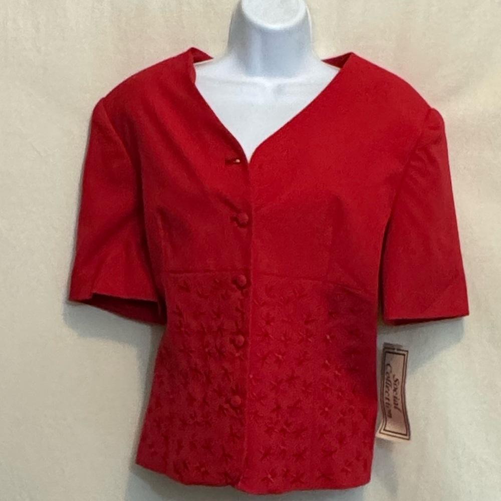 B-223 Morgan Miller NWT Vintage Red Short Sleeve‎ Suit Jacket Size 12
